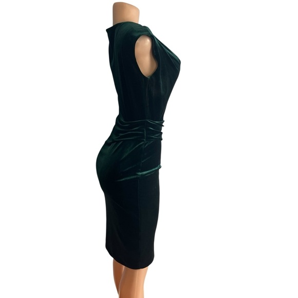 Vince Camuto Womens Velvet Midi Bodycon Dress Green - Picture 5 of 9